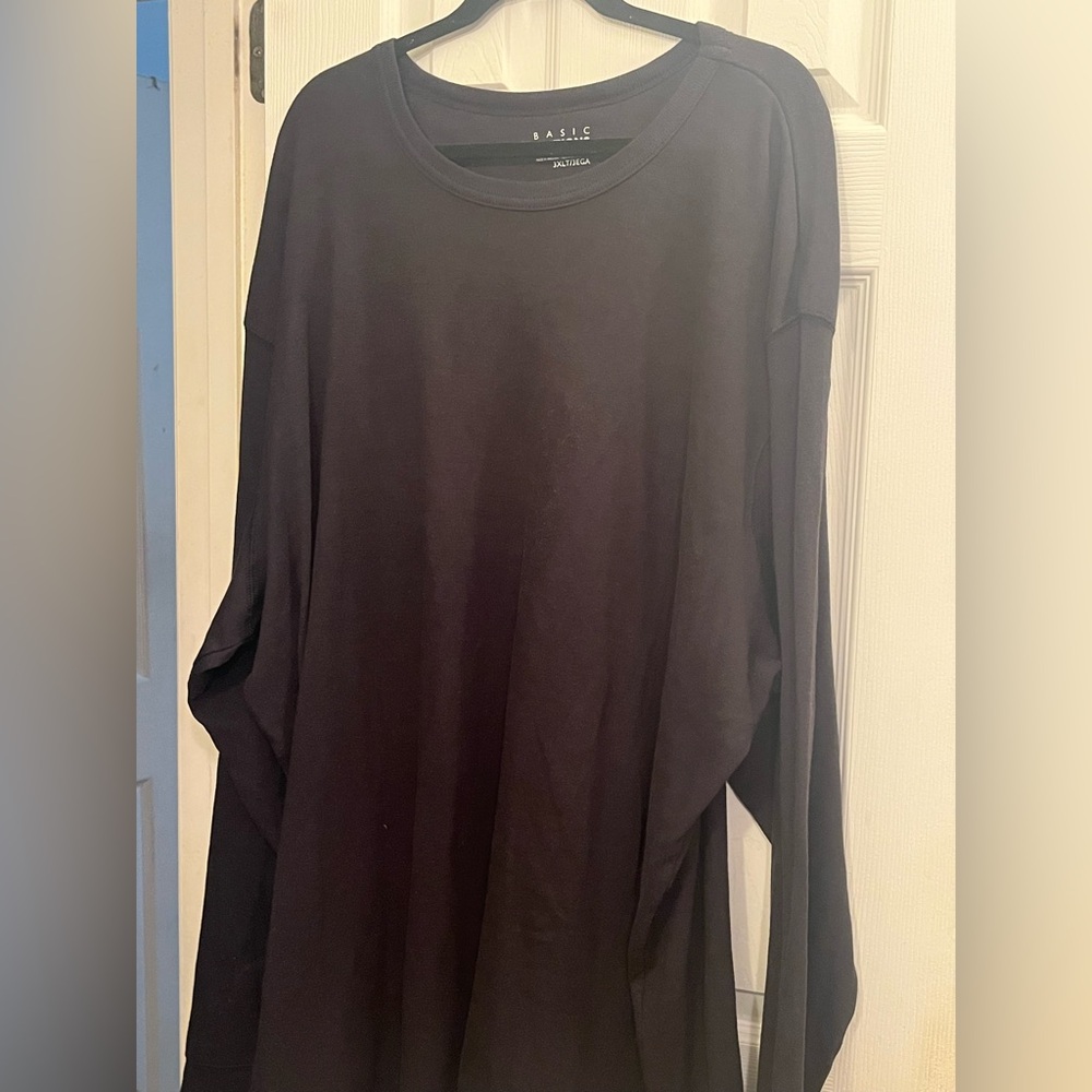 3XL Big and Tall Basic Editions Black Ribbed Knit Top - Picture 1 of 5